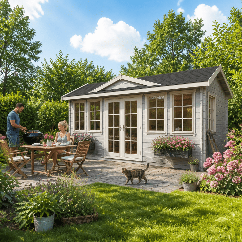 26% Rabatt ✓ 5 × 4 m | Gartenhütte Teehaus Newcastle 70 | klassisch | Massivholz