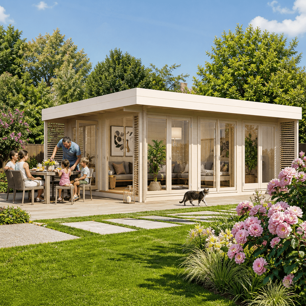 26% Rabatt ✓ 8 × 5 m | Gartenlounge Lina 44 B | Terrasse | modern | Massivholz