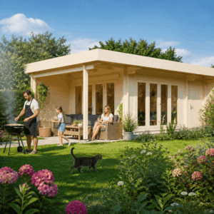 26% Rabatt ✓ 6 × 4 m | Gartenhütte Gartenlounge Sandra 44 C | Terrasse | modern | Massivholz Unkategorisiert online kaufen