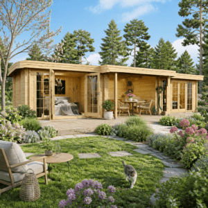 26% Rabatt ✓ 10 × 4 m | Gartenhütte Gartenlounge Yuna 70 A | Flachdach | modern | Massivholz Unkategorisiert online kaufen