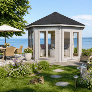 26% Rabatt ✓ Gartenhütte Gartenpavillon Modern 12 m² mit 7 Fenstern | Massivholz Unkategorisiert online kaufen
