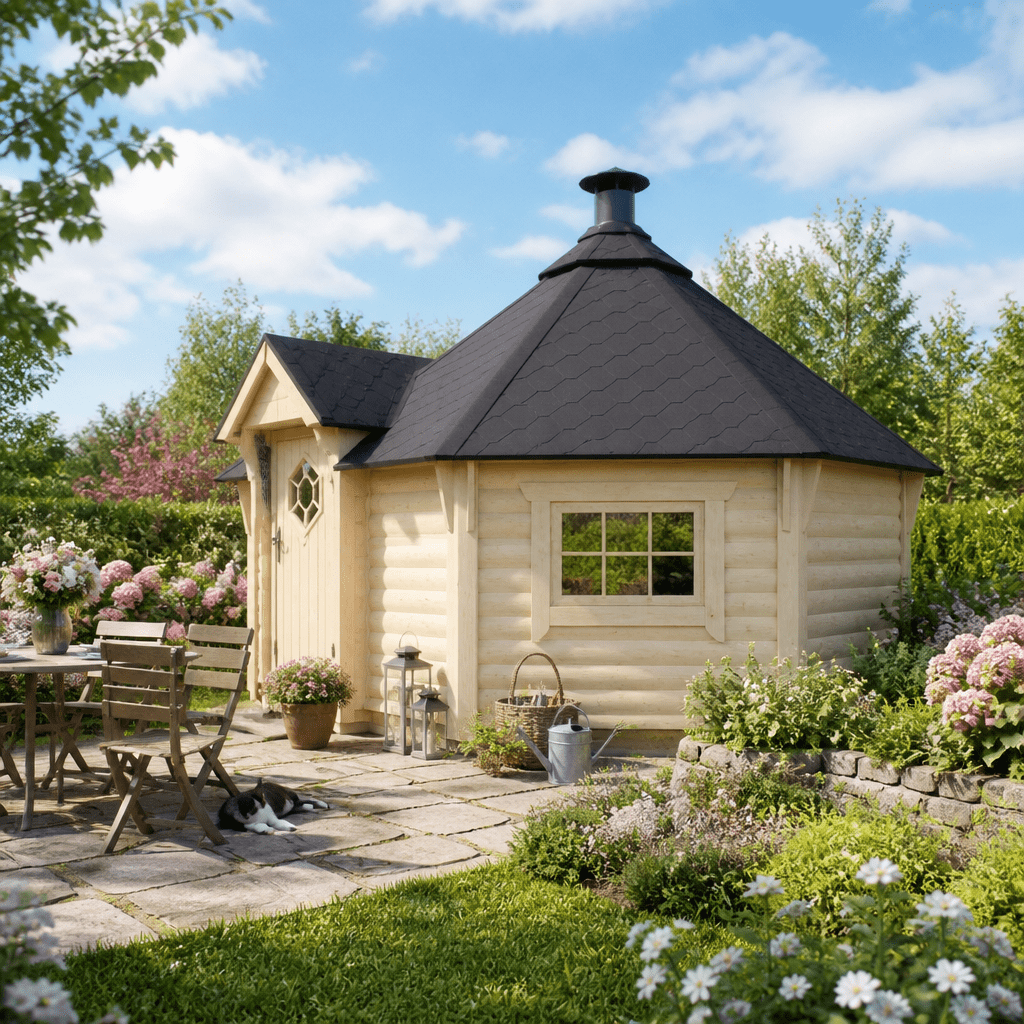26% Rabatt ✓ 6 × 4 m | Grillkota mit Anbau Ida 17+4m² | Massivholz
