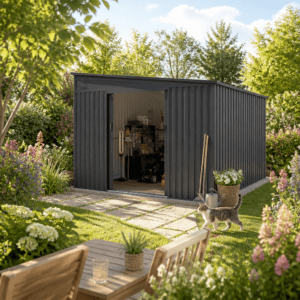 27% Rabatt ✓ 4 × 2 m | Metall Gerätehaus Avant 8,96 m² | Schiebetür | Pultdach | modern Unkategorisiert online kaufen