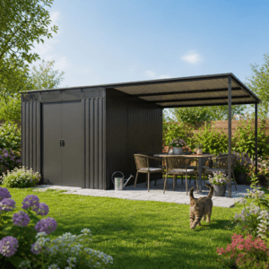 27% Rabatt ✓ 6 × 4 m | Metall Gerätehaus Lübeck 12,36 m² | Schiebetür | Pultdach | Schleppdach | modern Unkategorisiert online kaufen