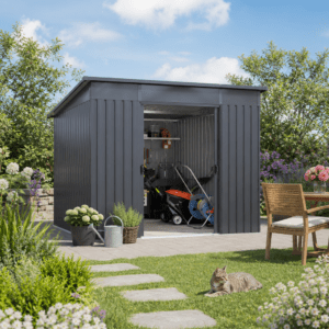 24% Rabatt ✓ 3 × 2 m | Metall Gerätehaus Lübeck 5,98 m² | Schiebetür | Pultdach | modern Unkategorisiert online kaufen