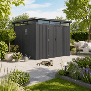 39% Rabatt ✓ 3 × 3 m | Metall Gerätehaus Style 7,56 m² Anthrazit | Flachdach | modern Unkategorisiert online kaufen