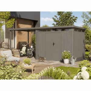 38% Rabatt ✓ 3 × 3 m | Metall Gerätehaus Style 7,56 m² Spar-Set-1 | Schleppdach | modern Unkategorisiert online kaufen