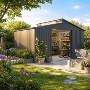 24% Rabatt ✓ 6 × 2 m | Metall Gerätehaus Viva 13,36 m² | Schiebetür | Pultdach | modern Unkategorisiert online kaufen