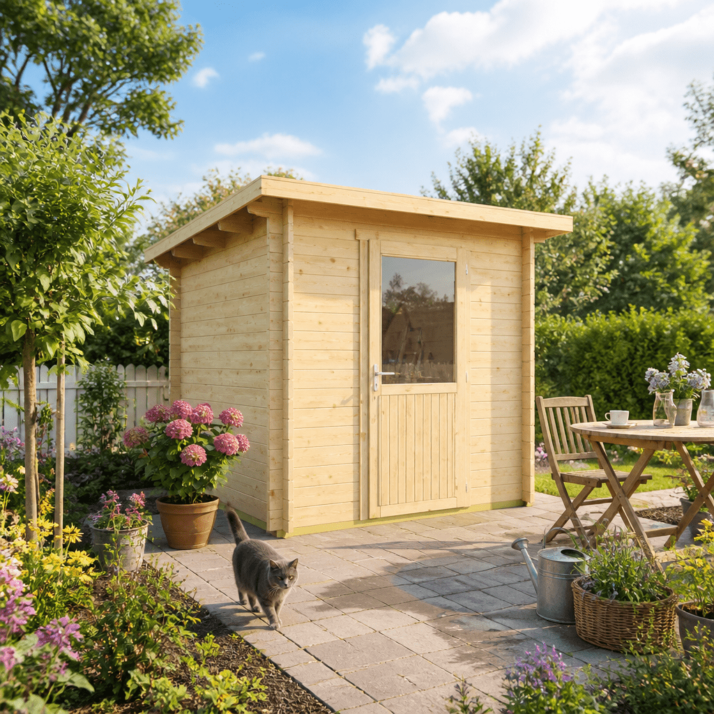 26% Rabatt ✓ 2 × 2 m | Pultdach Gartenhütte Ezra 1A | Massivholz