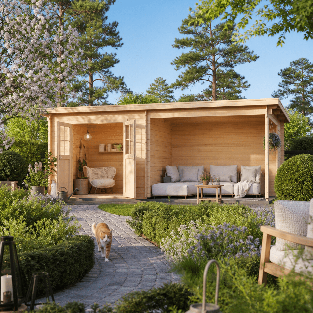 26% Rabatt ✓ 6 × 3 m | Pultdach Gartenhütte Ezra 2J farbl | Schleppdach | Massivholz
