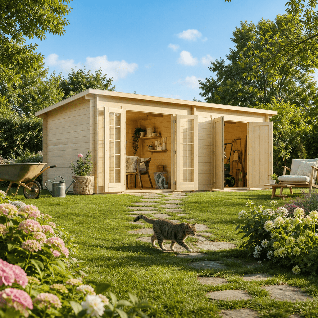 26% Rabatt ✓ 6 × 3 m | Pultdach Gartenhütte Ezra 2P | klassisch | Massivholz