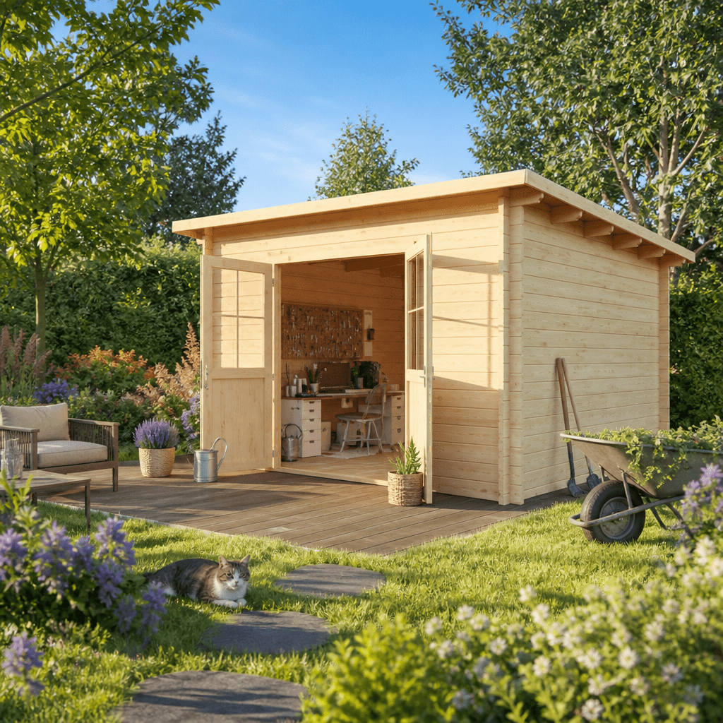 26% Rabatt ✓ 4 × 3 m | Pultdach Gartenhütte Ezra 5D | Massivholz