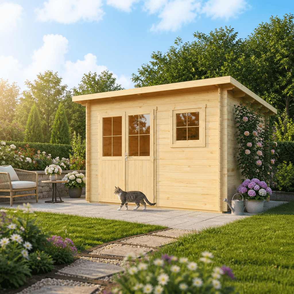 26% Rabatt ✓ 3 × 3 m | Pultdach Gartenhütte Ezra 5F | Massivholz