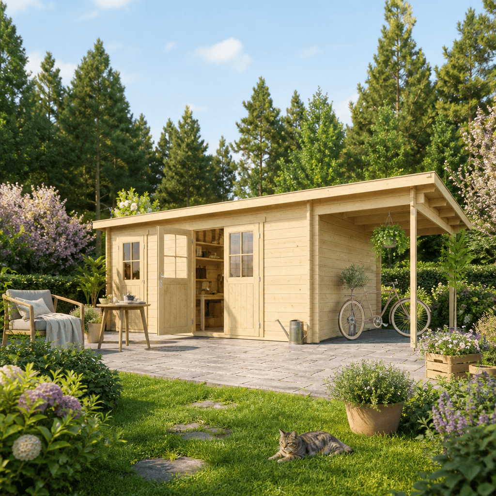 26% Rabatt ✓ 7 × 4 m | Pultdach Gartenhütte Ezra 5I | klassisch | Massivholz