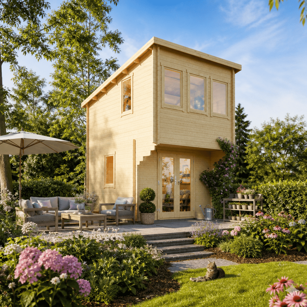26% Rabatt ✓ 6 × 4 m | Pultdach Gartenhütte Marlene 44 | klassisch | Massivholz