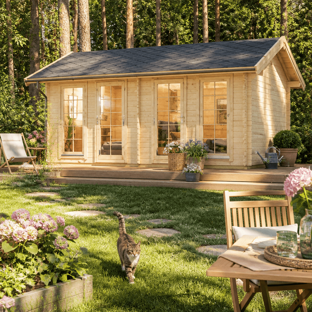 26% Rabatt ✓ 10 × 6 m | Satteldach Gartenhütte Antti 70 | klassisch | Massivholz
