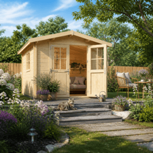 25% Rabatt ✓ 3 × 3 m | Satteldach Gartenhütte Eliza 3E | Massivholz Unkategorisiert online kaufen