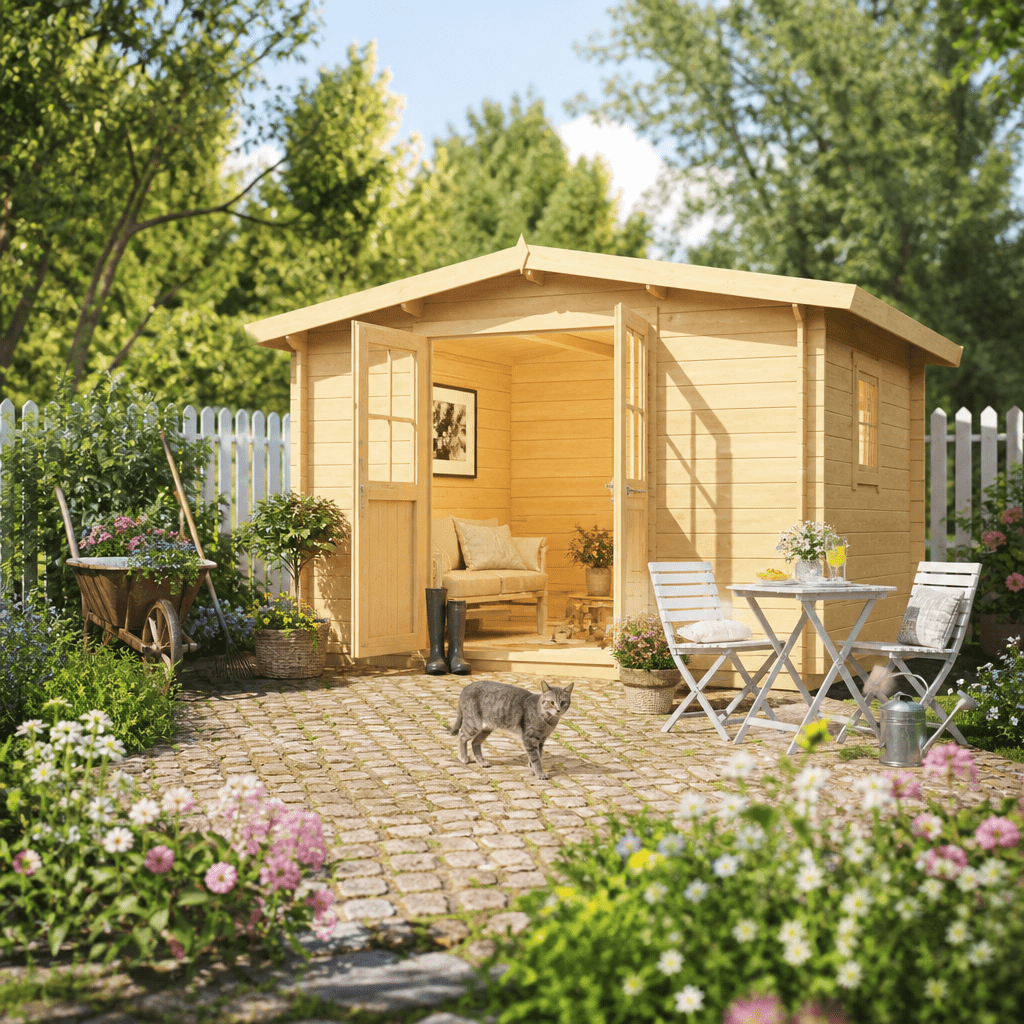 26% Rabatt ✓ 3 × 4 m | Satteldach Gartenhütte Eliza 4E | Massivholz