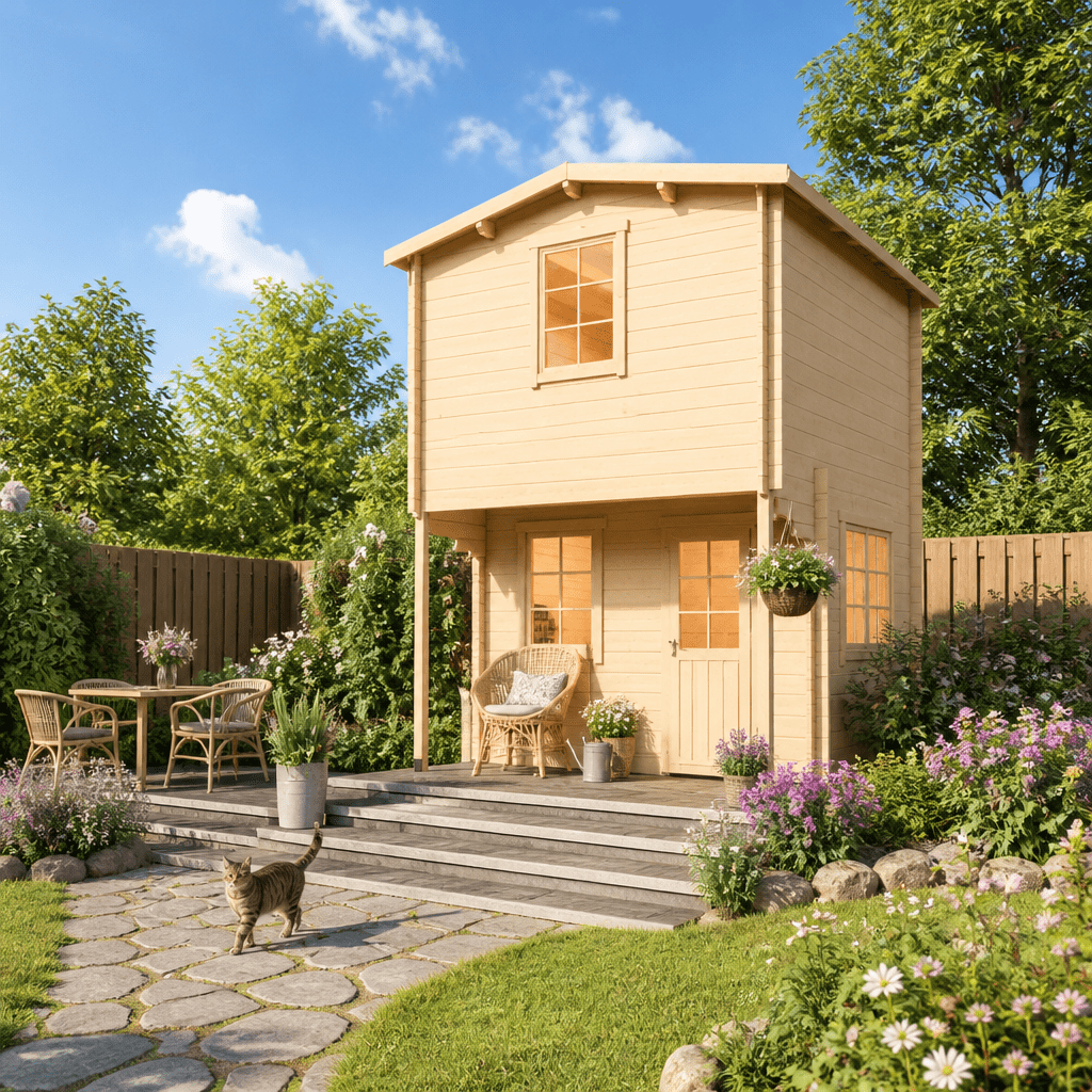 26% Rabatt ✓ 6 × 4 m | Satteldach Gartenhütte Pixie 44 | klassisch | Massivholz