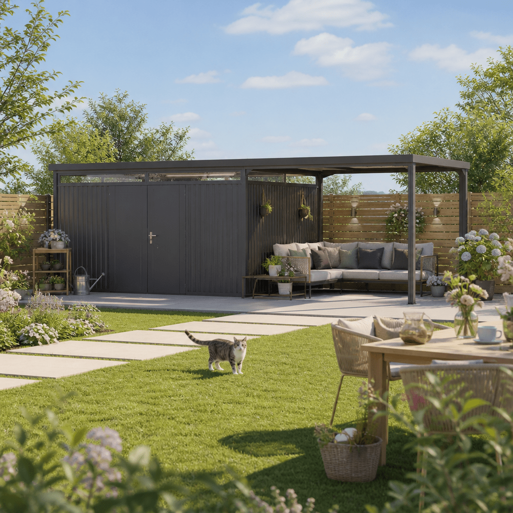 23% Rabatt ✓ 4 × 4 m | StarLine Metall Gerätehaus Solidum 19,60 m² | modern