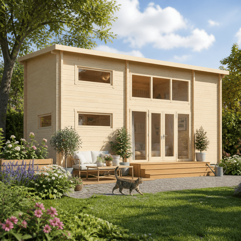 54% Rabatt ✓ 10 × 8 m | Tiny Gartenhütte Dream Big 70 A / | Massivholz
