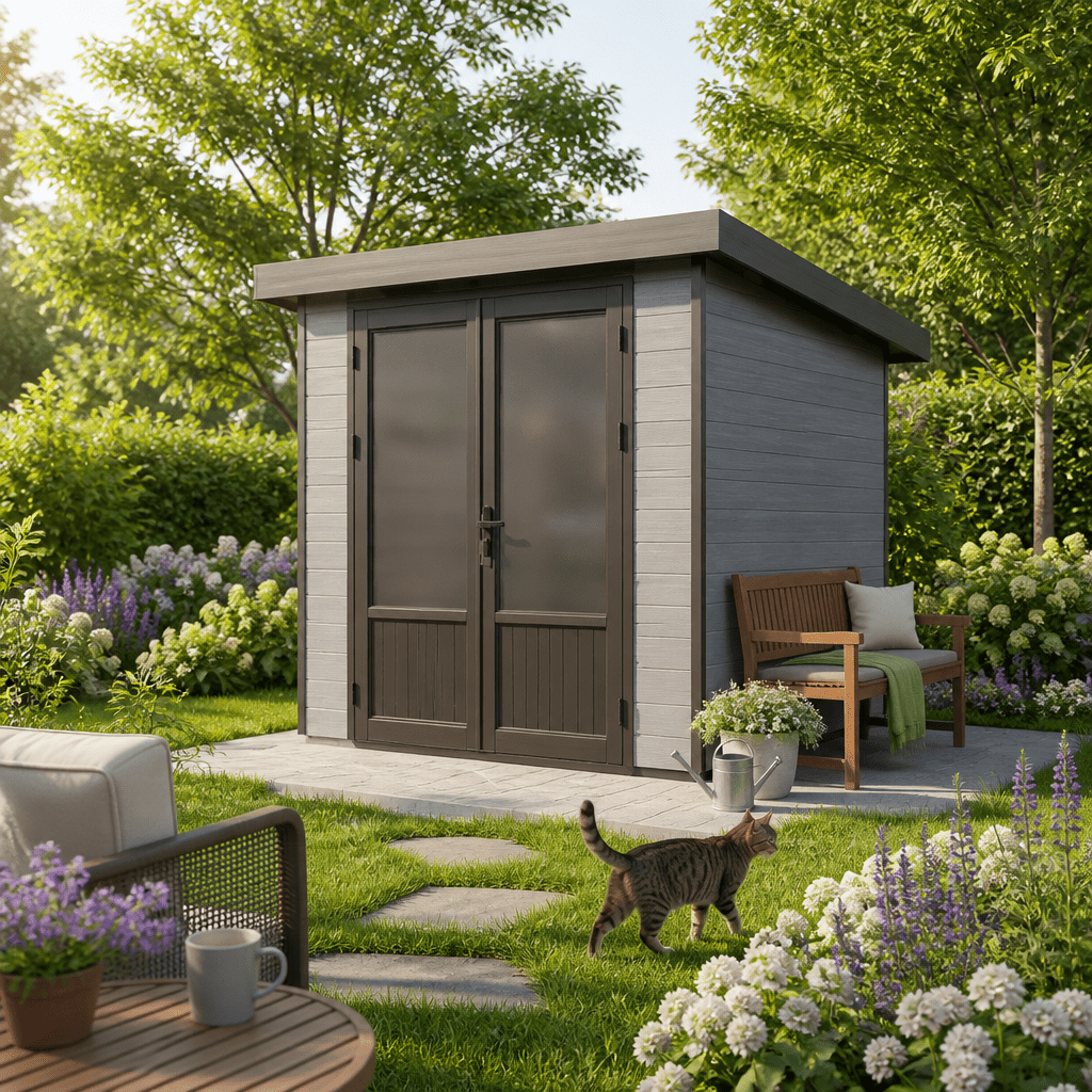 26% Rabatt ✓ 2 × 2 m | WPC Gartenhütte 2×2 mit Pultdach – Style DeL | modern