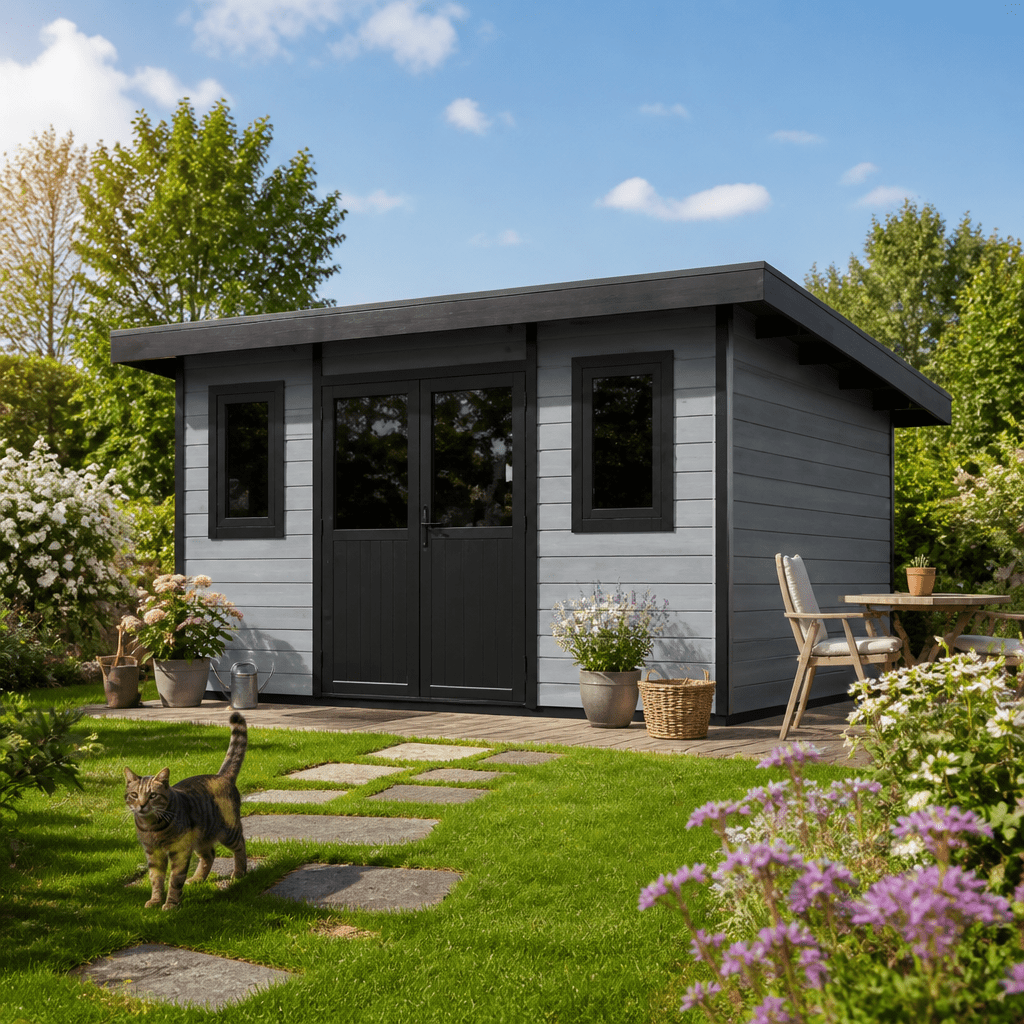 26% Rabatt ✓ 4 × 3 m | WPC Gartenhütte Duo Color 12 m²