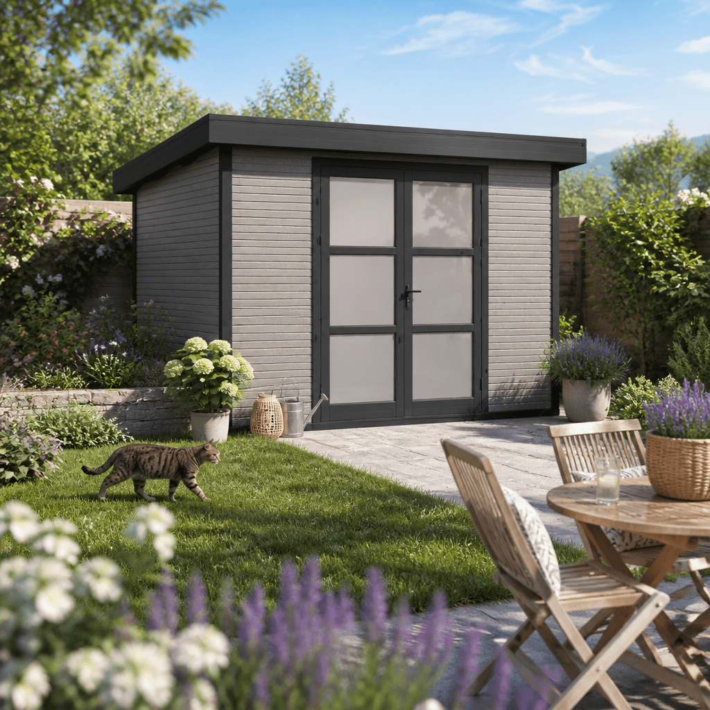 26% Rabatt ✓ 3 × 2 m | WPC Gartenhütte FineLine 5,8 m² Grau | modern