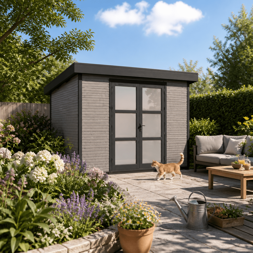 26% Rabatt ✓ 3 × 3 m | WPC Gartenhütte FineLine 8,4 m² Grau | modern