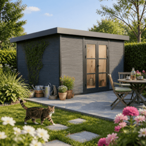 19% Rabatt ✓ 4 × 3 m | WPC Gartenhütte FineLine 12,0 m² Grau | modern Unkategorisiert online kaufen 19% Rabatt ✓ 4 × 3 m | WPC Gartenhütte FineLine 12,0 m² Grau | modern Unkategorisiert online kaufen