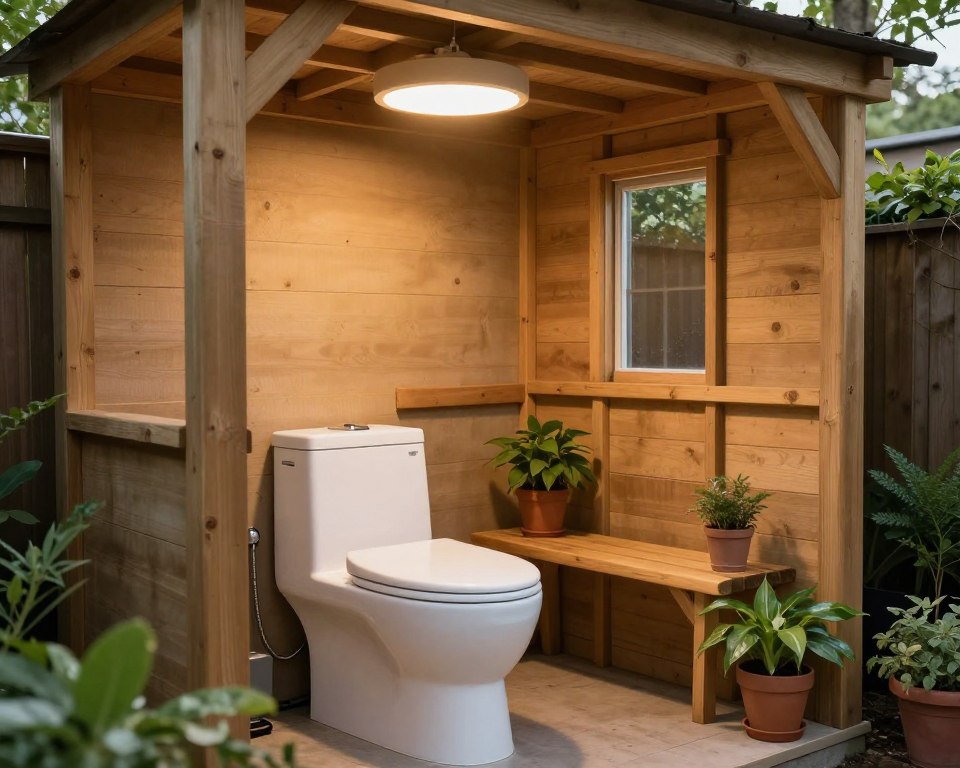 Elektrik Gartenhaus WC mit Feuchtraumleuchte