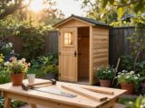 Toilettenbau in der Gartenhütte
