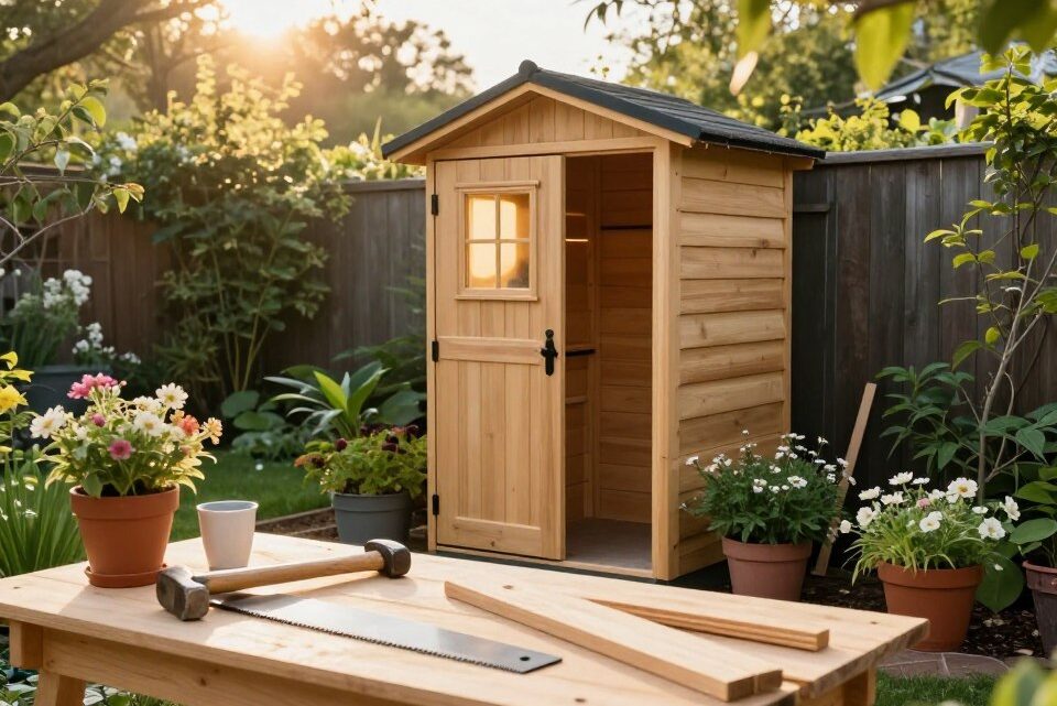 Toilettenbau in der Gartenhütte