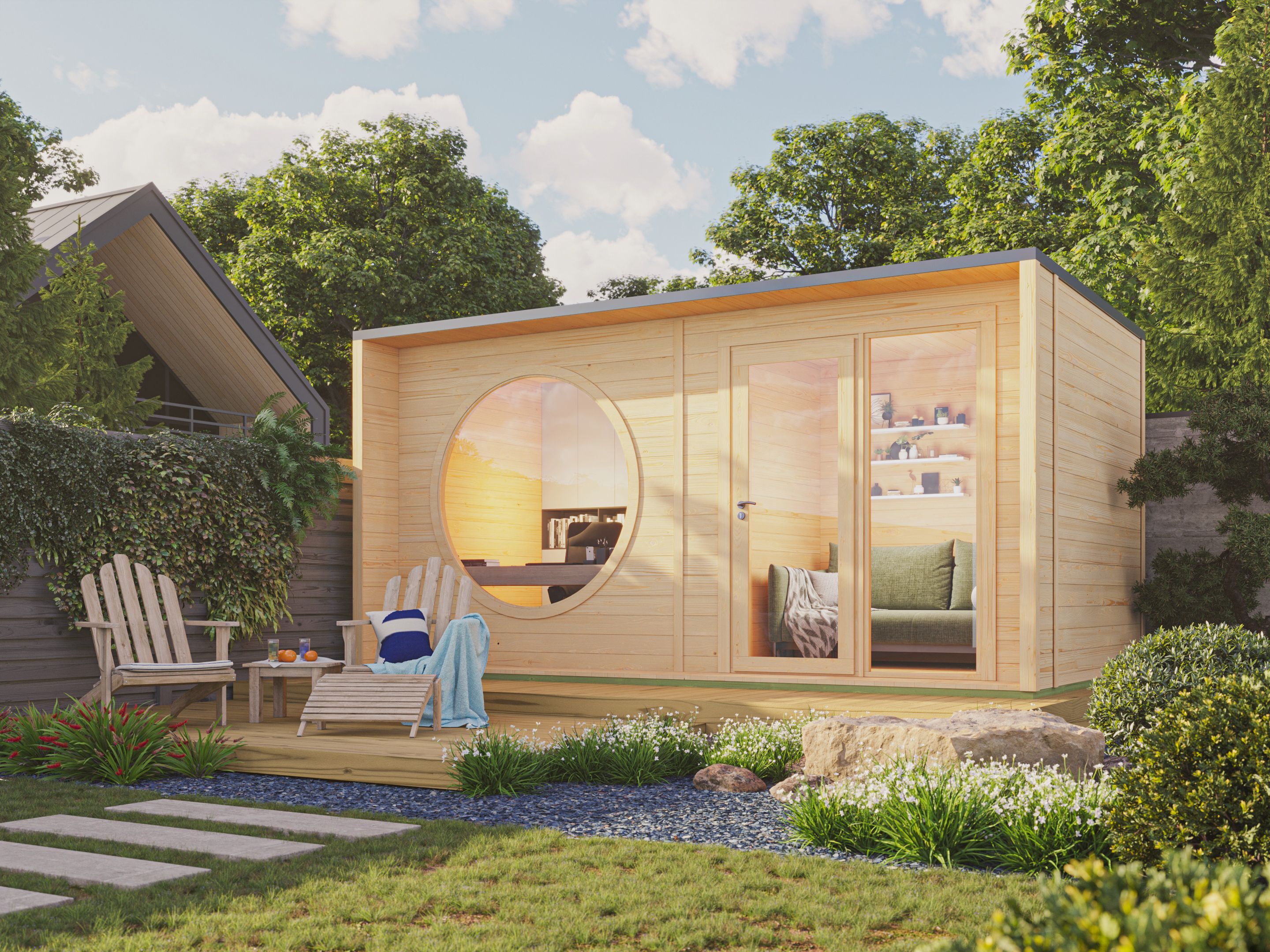 26% Rabatt ! Fjordholz Gartenhütte Modell Office Box Größe XL na 5x3m