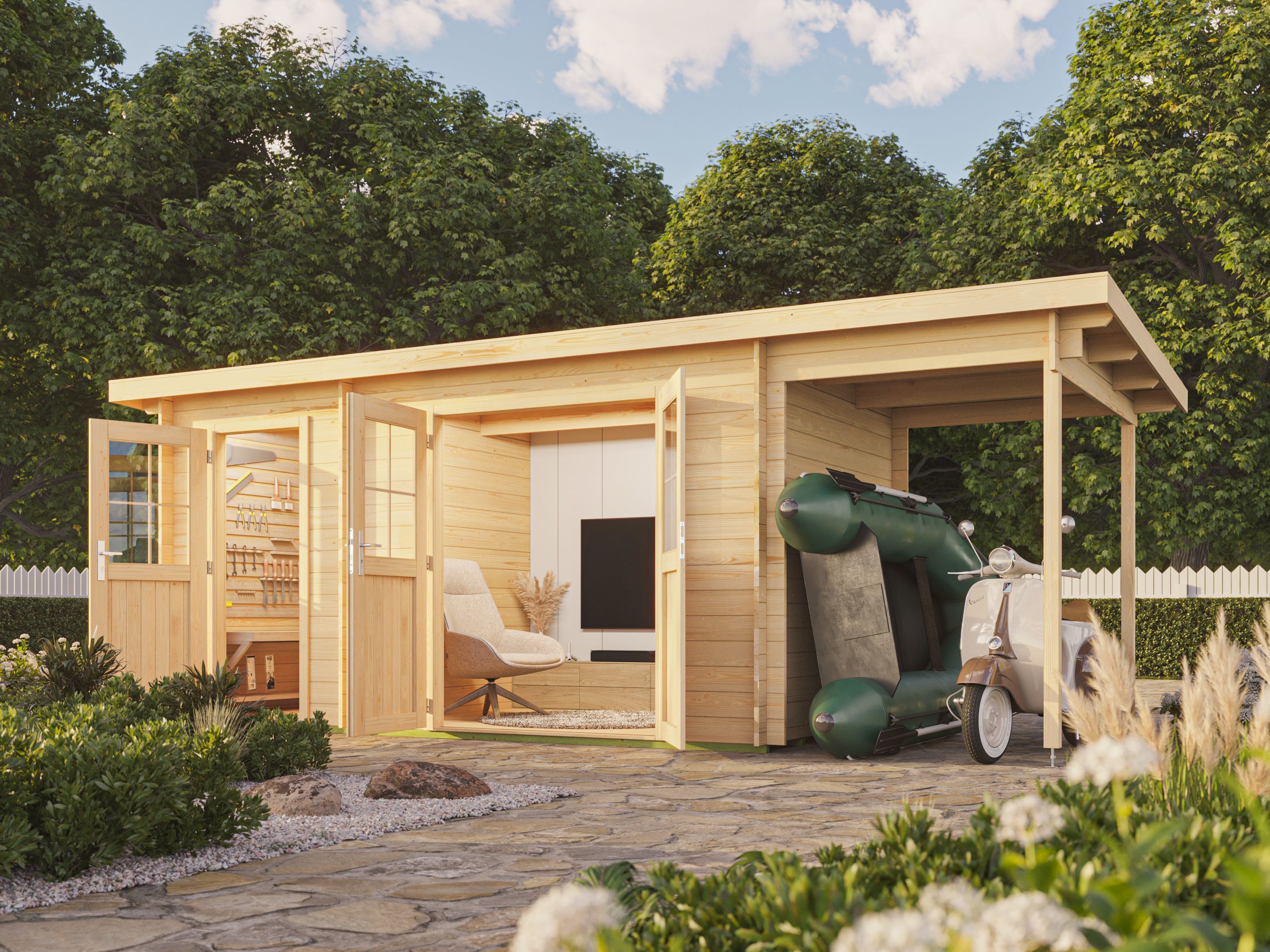 26% Rabatt ! Fjordholz Pultdach Gartenhütte Modell Ezra 2I 6x3m