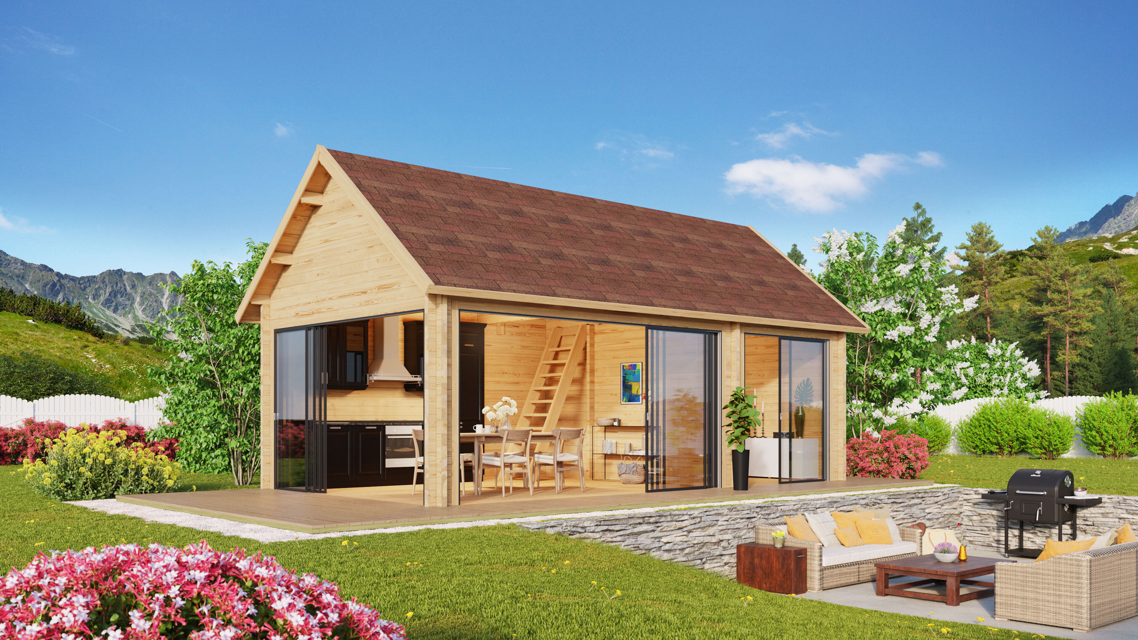 26% Rabatt ! Fjordholz Gartenhütte Lounge Marek 8x5m