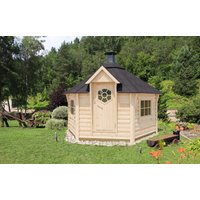 26% Rabatt ! Fjordholz 6-Eck Grillkota Modell Lasse 9,0m² DeLux 3x3m