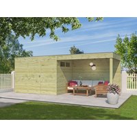 26% Rabatt ! Gartenhütte Modell QB-Line 6,30 m² + Anbau