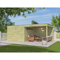 26% Rabatt ! Gartenhütte Modell QB-Line 9,00 m² + 300 cm Anbau