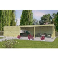 26% Rabatt ! Gartenhütte Modell QB-Line 12,60 m² + 600 cm Anbau