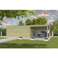 26% Rabatt ! Gartenhütte Modell QB-Line 15,30 m² + 300 cm Anbau