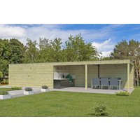 26% Rabatt ! Gartenhütte Modell QB-Line 15,30 m² + 600 cm Anbau
