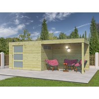 26% Rabatt ! Gartenhütte Modell QBS-Line 6,30 m² + 300 cm Anbau