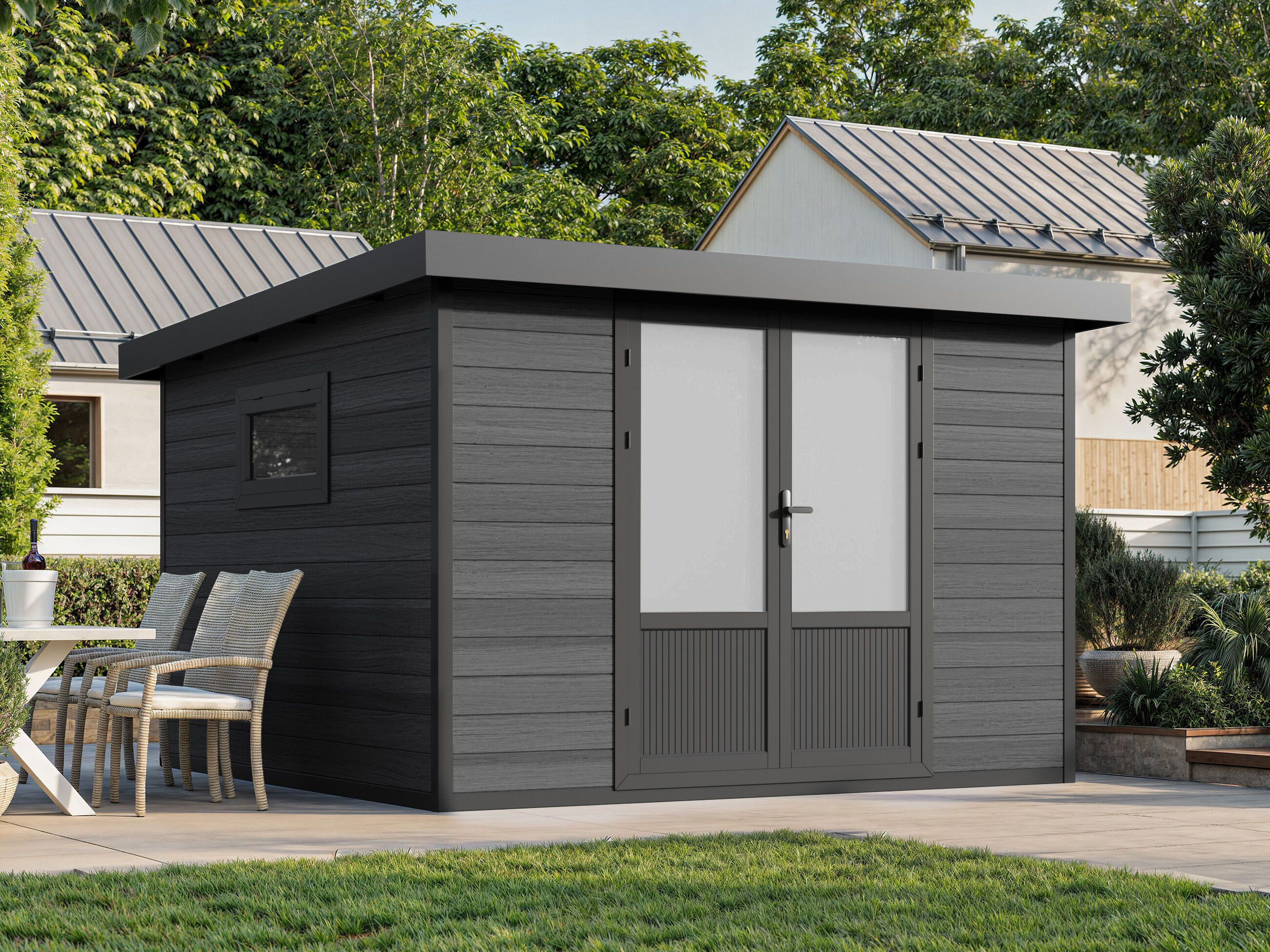 26% Rabatt ! WPC Gartenhütte Modell Style DeLuxe 8,4 m² 3x3m