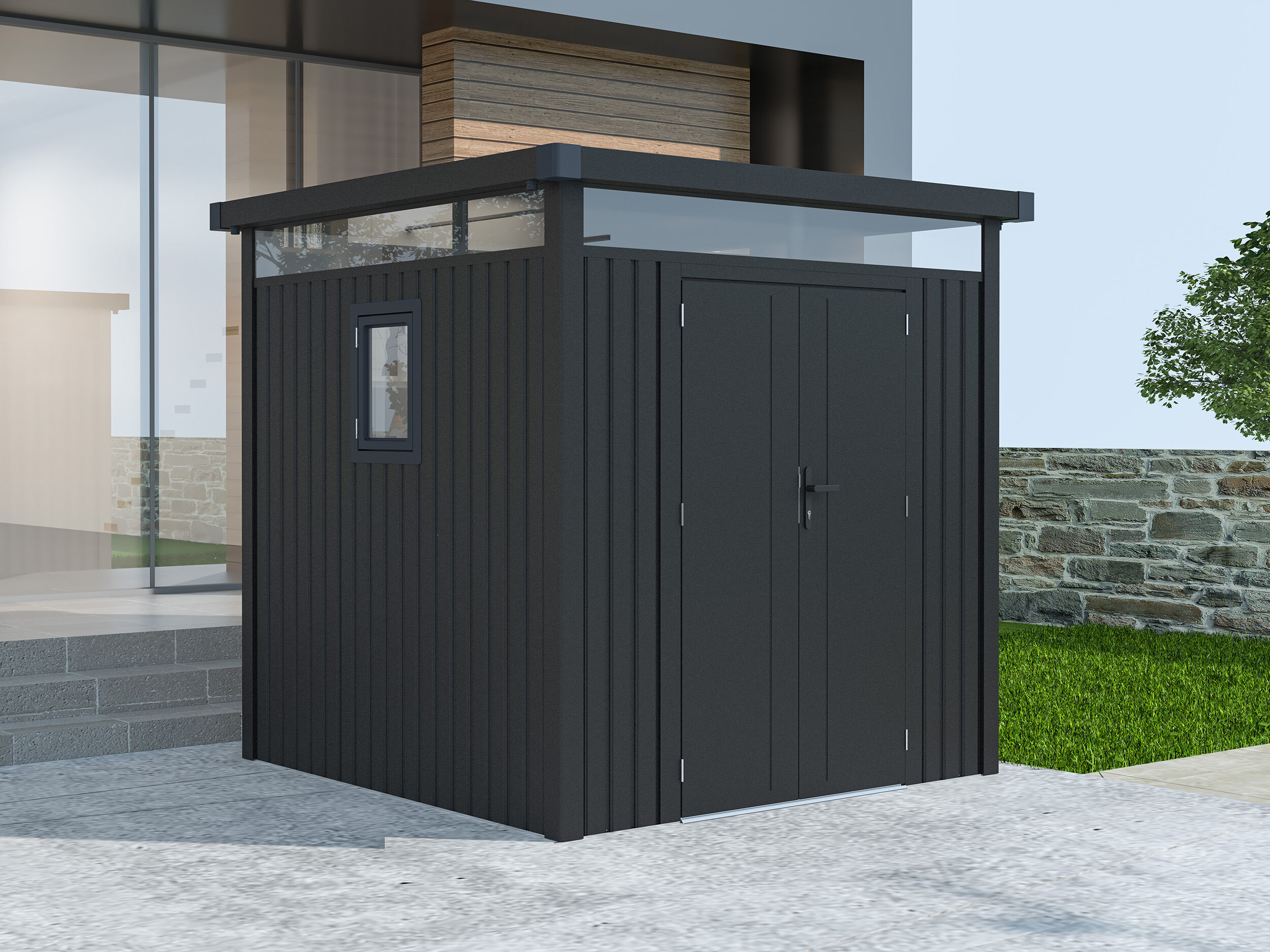 38% Rabatt ! Metall Gerätehaus Modell Style 4,45 m² Anthrazit 2x2m