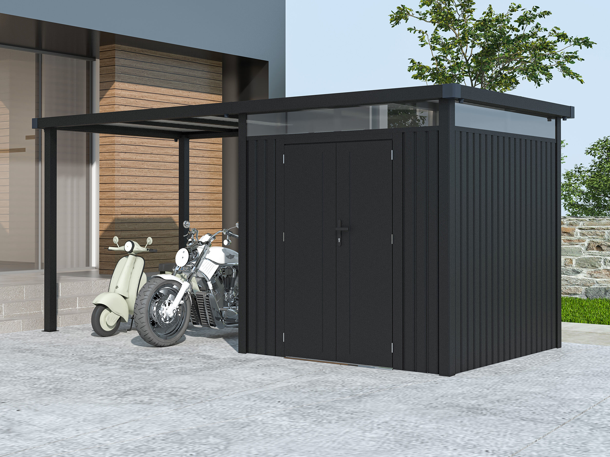 35% Rabatt ! Metall Gerätehaus Modell Style 4,45 m² Spar-Set 1 3x2m