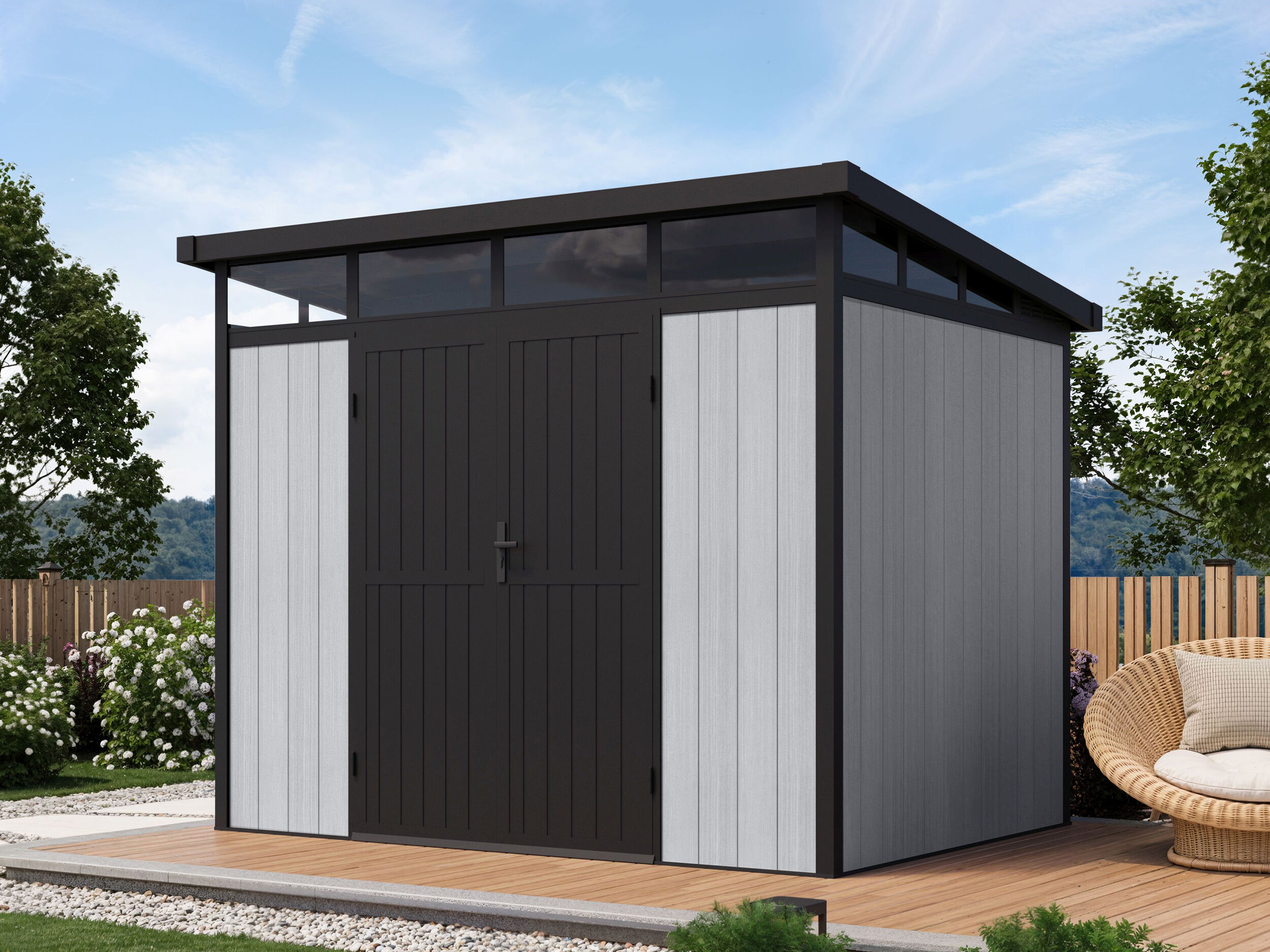 26% Rabatt ! WPC Gartenhütte Modell Skylight Pent 6,10 m² 3x2m