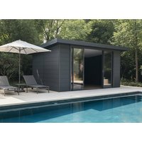 26% Rabatt ! WPC Gartenhütte Modell Poolhouse 17,80 m²