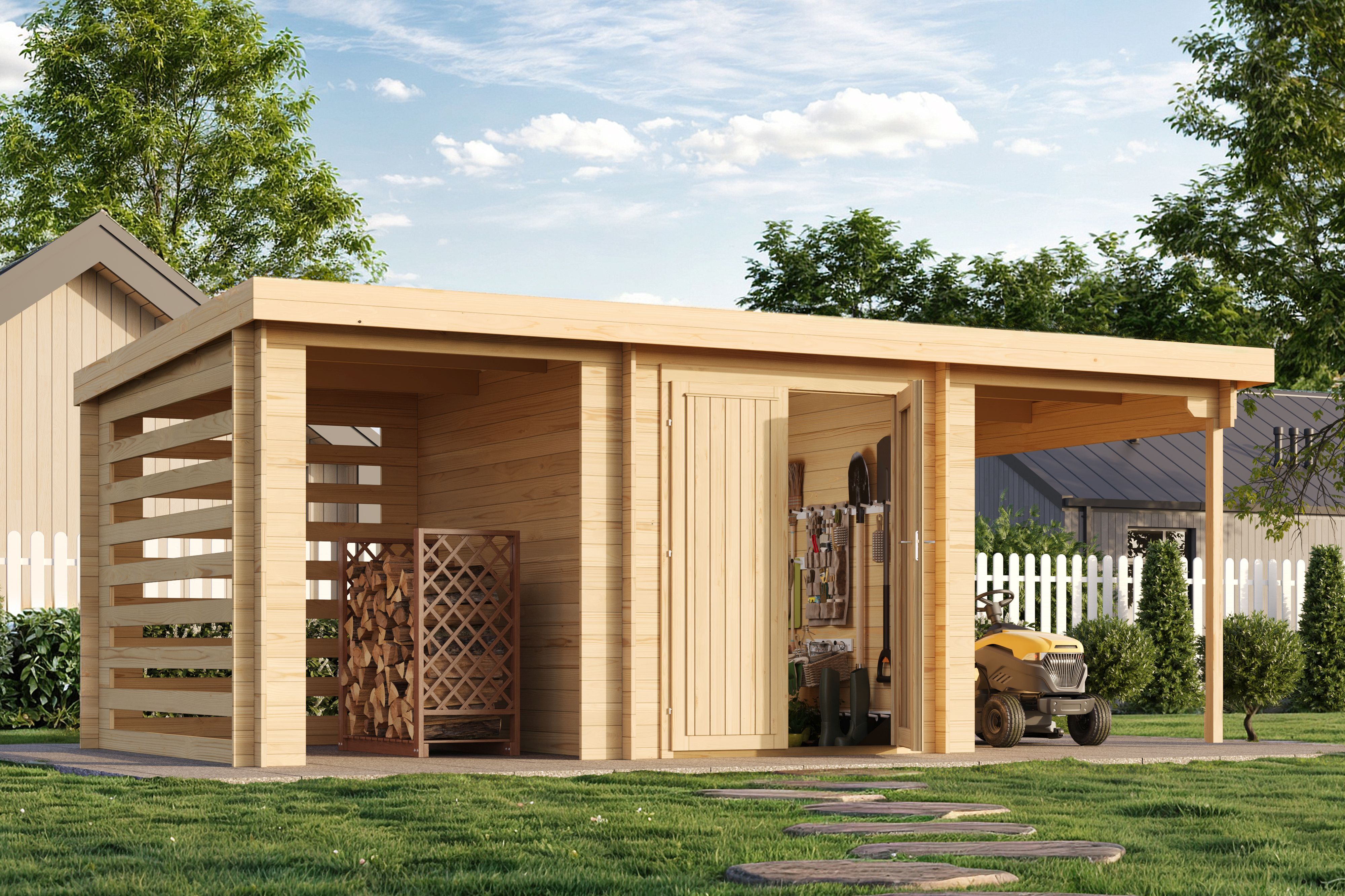 27% Rabatt ! Fjordholz Gartenhütte Modell Gardenstore 28 D, Natu 6x3m