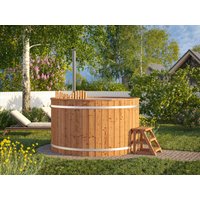 26% Rabatt ! Fjordholz Holzbadezuber Rund mit Innenofen und Ede